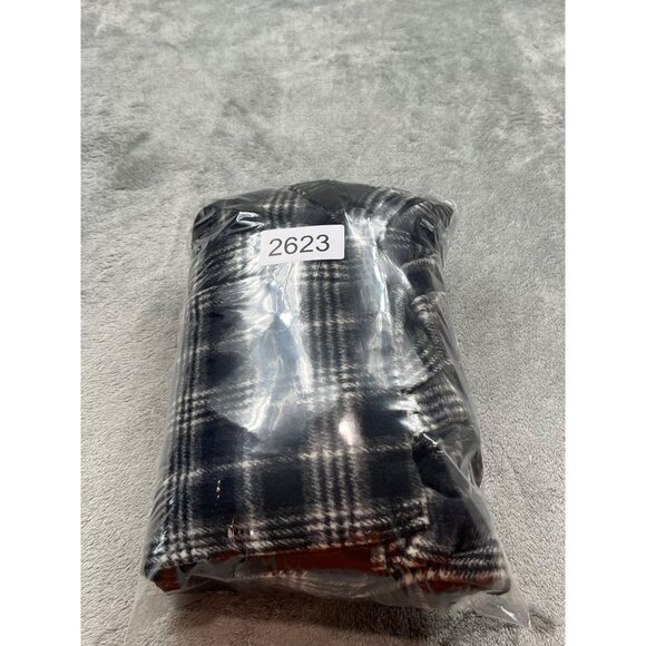 Black Lipstick Womens Large Plaid Wool Blend Peacoat Double-breasted Jacket - Picture 10 of 10